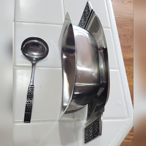 Vintage Velvet ss Stanley Robert's mid century gravy boat & ladle - Picture 3 of 7